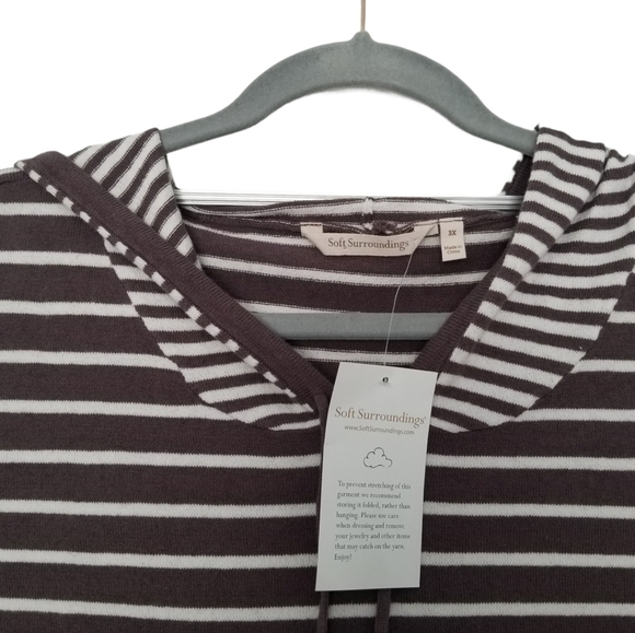 Soft Surroundings Striped Sz Medium Sweater Hoodie - Picture 3 of 6